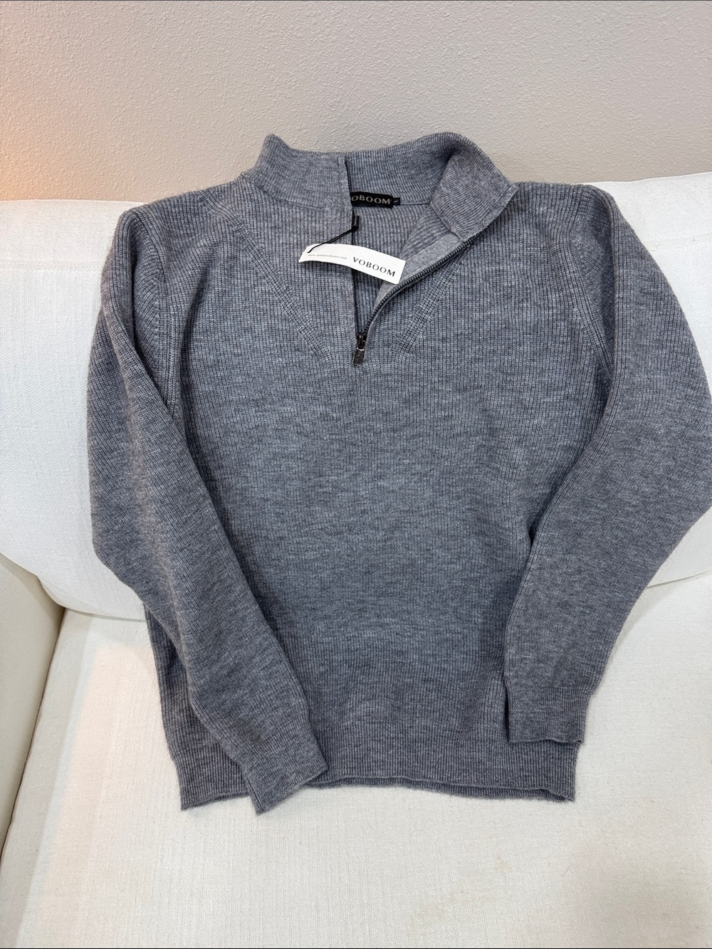 Voroam Men’s Gray Half-Zip Knit Sweater